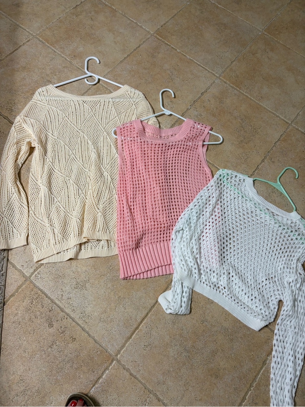 Cream Open-Knit Women's Sweater - Classic Lightweight Knit bundle Sz small